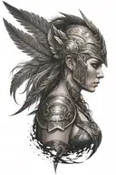 valkyrie warrior woman tattoo design idea