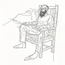 A man is shocked by electricity in a wooden electric chair with a bag over his head tattoo design idea