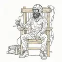 A man is shocked by electricity in a wooden electric chair with a bag over his head tattoo design idea