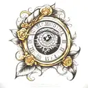 Eye Clock Tattoo with the names tattoo design idea