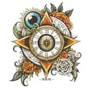Eye Clock Tattoo with the names tattoo design idea