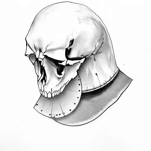 a raven or a crow with skull instead of it's head and with broken chain links on it's legs tattoo design idea