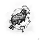 a raven or a crow with skull instead of it's head and with broken chain links on it's legs tattoo design idea