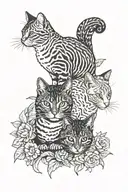 2 cats and a quail tattoo design idea