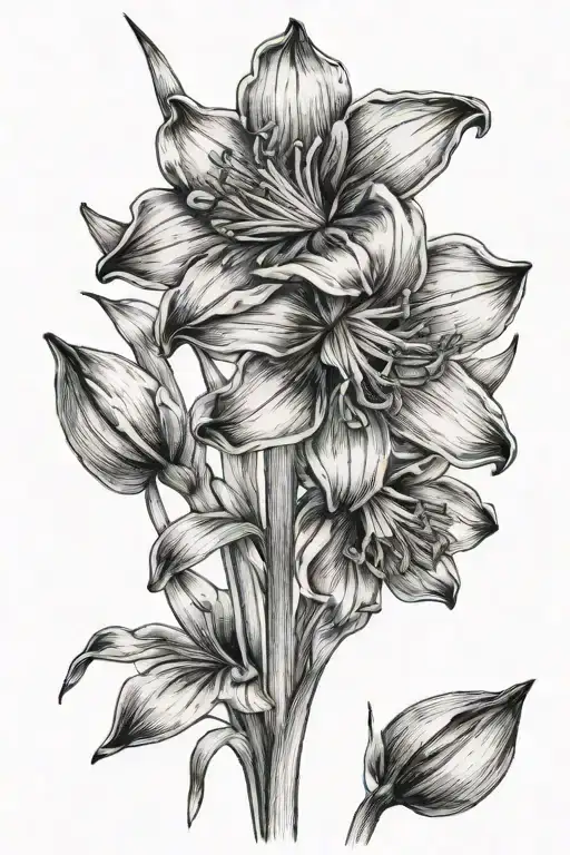bothanical flower lily daisy narcissus flowers tattoo design idea