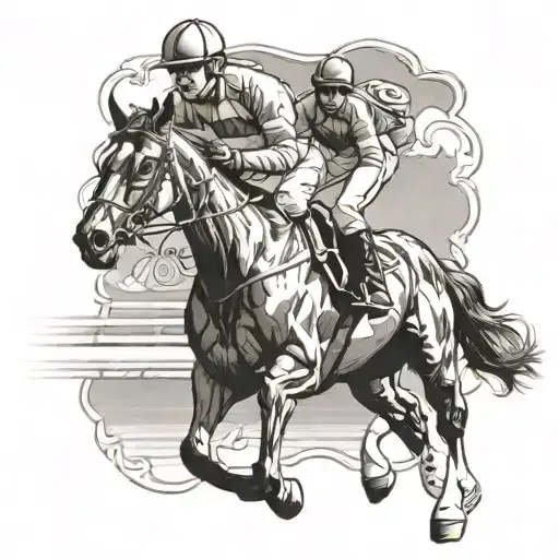 horse & jockey horse racing tattoo design idea
