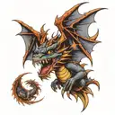 dragon with Ozzy Osbourne face tattoo design idea