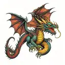 dragon with Ozzy Osbourne face tattoo design idea
