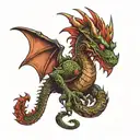 dragon with Ozzy Osbourne face tattoo design idea
