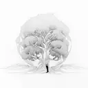 mustard tree with deep roots and with colorful birds  tattoo design idea