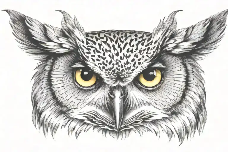  owl face tattoo design idea