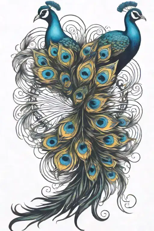 Peacock feather intertwined tattoo design idea