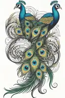 Peacock feather intertwined tattoo design idea