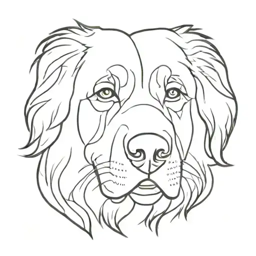 minimalistic Outline Bernese mountain dog head with name "Nox"  tattoo design idea