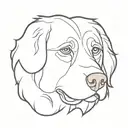 minimalistic Outline Bernese mountain dog head with name "Nox"  tattoo design idea