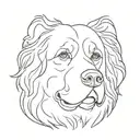 minimalistic Outline Bernese mountain dog head with name "Nox"  tattoo design idea