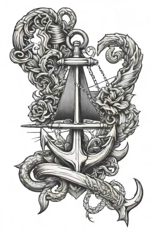 nautical elements like anchors tattoo design idea
