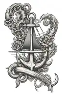 nautical elements like anchors tattoo design idea