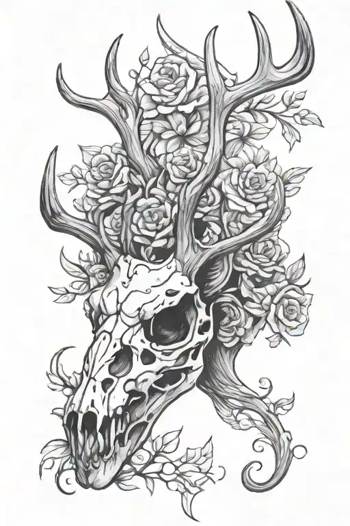 deer skull tattoo design idea