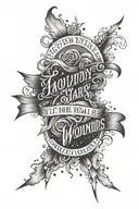 cloudy stars background time heals all wounds quote  tattoo design idea