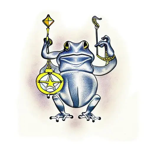 Proud Frog with gold star tattoo design idea