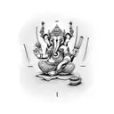 A dotwork forearm tattoo combining an intricate electrical circuit or wiring design with a cricket bat and ball intertwined with musical notes, while featuring Lord Ganesha or Thor holding the cricket bat and listening to the music. tattoo design idea