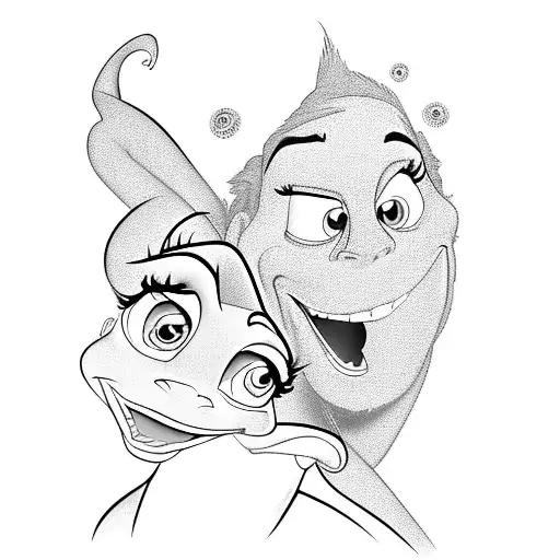 lighting mcqueen and tiana from princess & the frog + the sentance i love you  tattoo design idea