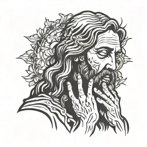 Jesus christ praying hands tattoo design idea