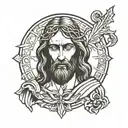 Jesus christ praying hands tattoo design idea