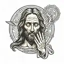 Jesus christ praying hands tattoo design idea