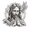 Jesus christ praying hands tattoo design idea