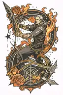 archer,jupiter glyph, fire,constellation  tattoo design idea