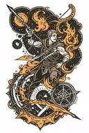 archer,jupiter glyph, fire,constellation  tattoo design idea