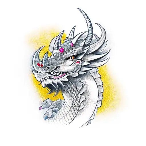 Dragon next to a bull next to a unicorn  tattoo design idea