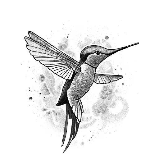 full of plants which surround a hummingbird and a black panther tattoo design idea