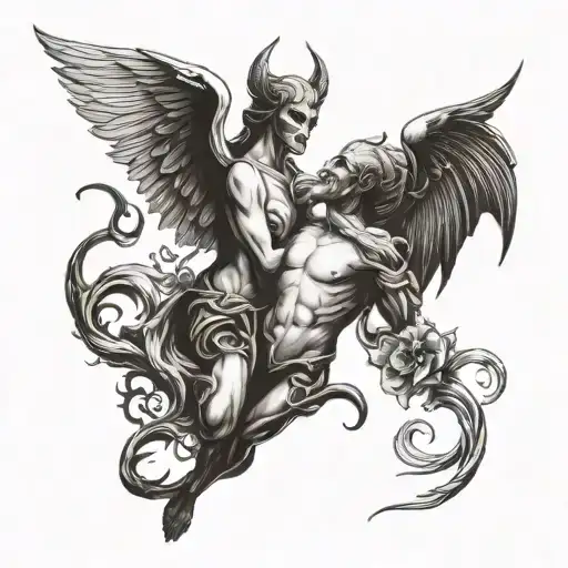devil and angel tattoo design idea