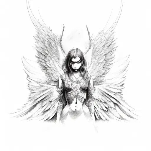 fallen angel tattoo design idea