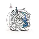 Lizard trapped inside a Broken clock  tattoo design idea