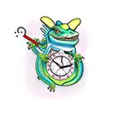 Lizard trapped inside a Broken clock  tattoo design idea