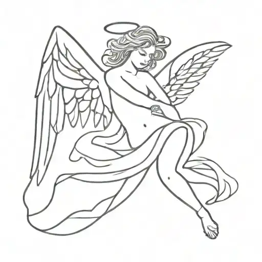 angel falling tattoo design idea