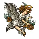 angel falling tattoo design idea