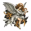angel falling tattoo design idea