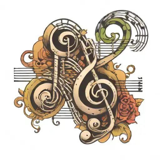 music notes transforming into DNA strand   tattoo design idea