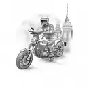 tattoo of a motorcycle riding across buenos aires tattoo design idea