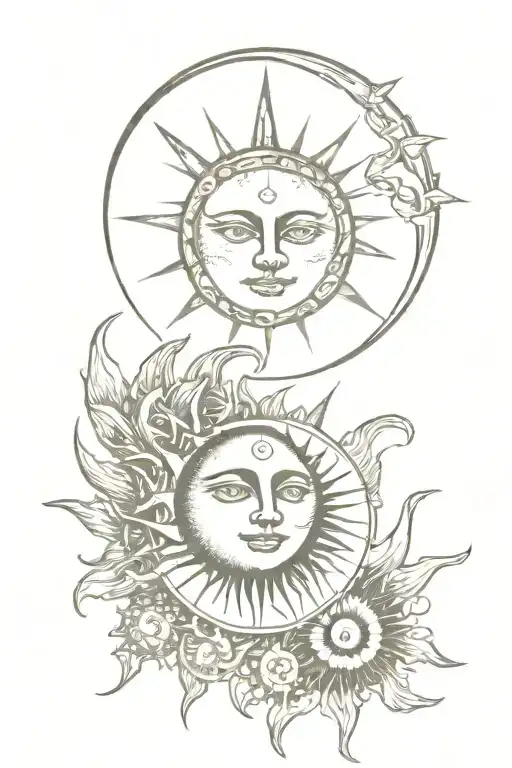 sun and moon inside tattoo design idea