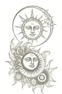 sun and moon inside tattoo design idea