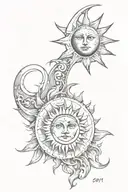 sun and moon inside tattoo design idea