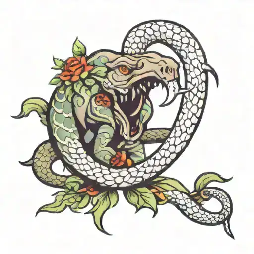 snake eats elephant tattoo design idea