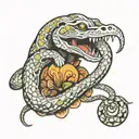 snake eats elephant tattoo design idea
