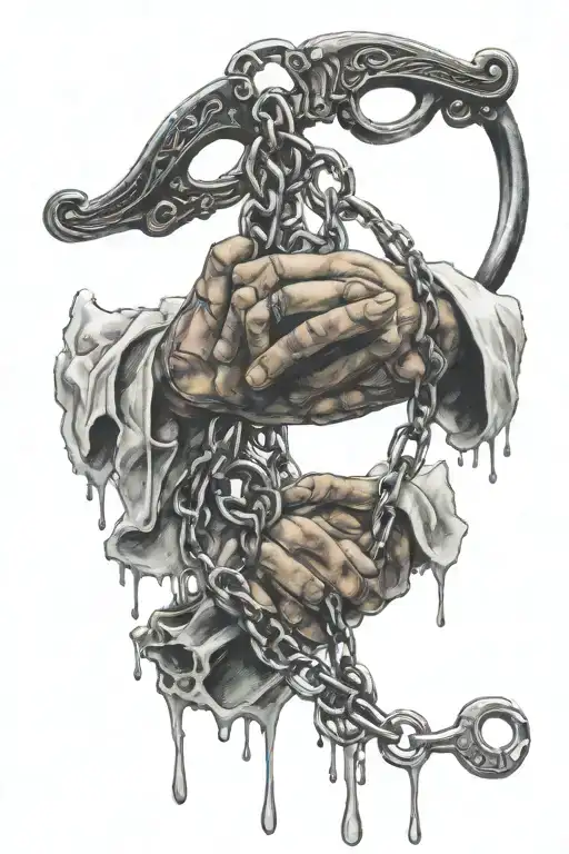 death dying tears angel handcuffs tattoo design idea